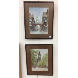 W J 'Bill' Winmill (Local artist, Chigwell): A pair of watercolours depicting Chester and Big Ben,