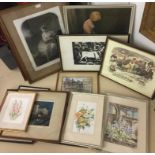 A quantity of miscellaneous pictures to include original watercolours