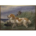 Charles Edward Brittan (1837-1888): A dog in a landscape, watercolour, signed & dated lower right,