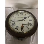 A 19th century mahogany station clock with enamel dial by Page Kleine & Page,