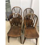 A set of four 19th century spindleback chairs