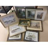 A quantity of river landscape watercolours & oil to inc Suffolk scenes by Joan Harvey etc