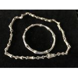 A Tiffany silver 1996 Bamboo bangle and necklace with import hallmarks