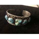 A turquoise set American bangle