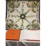 A boxed Hermes "Arabesques" silk scarf