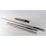 A Shakespeare 2pc 9' Sigma Graphic fly rod together with a Shakespeare 3pc 8'6" Black Fly 1602-255