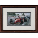 A framed print depicting Jean Alesi