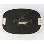 A vintage 1960's tea tray with fish design