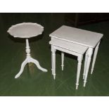 A painted nest of two tables and a wine table