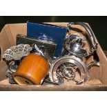 A box of assorted plate and other items