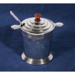 A small Art Deco silver plated preserve pot