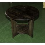 A laburnum wood coffee table.