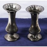 A pair of silver vases, marks for Birmingham D&F 1919