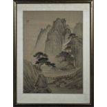 A framed Japanese watercolour on silk