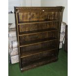 An oak open bookcase.