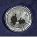 An Australian 'Year of the Rabbit' 2oz fine silver 999 two dollar piece, year 2011