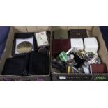 A box containing vintage wallets cosmetic items and bijouterie