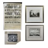 Two framed engravings of Oxford scenes, a photograph of Oxford related football team and a