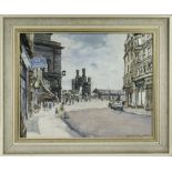 A framed watercolour depicting Royal Arch Dundee, signed. 43cm x 54cm