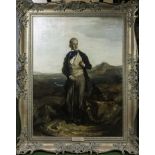 Sir William Allan (1782-1850) Gilt framed oil on canvas, portrait of Sir Walter Scott with his two