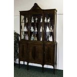 A good quality Edwardian display cabinet 3 glazed doors above 3 panel doors all with inlay, height