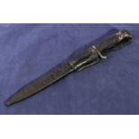 A German WWII bayonet stamped HHS with scabbard and frog