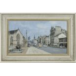 A framed watercolour depicting a Dundee scene, 34cm x 54cm