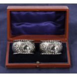 Silver napkin rings in a fitted case