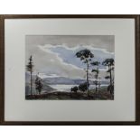 James Kidd Maxton - framed watercolour depicting a Scottish loch scene, label verso