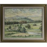 A framed oil on board depicting a Border scene