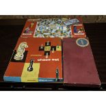 A vintage Go Fetch It game, chess set and scrabble