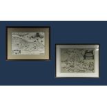 Two large framed maps