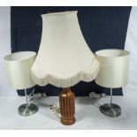 A small pair of table lamps and one other