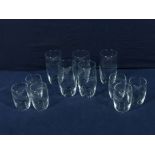 Five Wheatsheaf pattern water glasses and six juice glasses