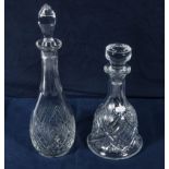 Two crystal glass decanters