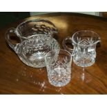 Two crystal jugs and a glass