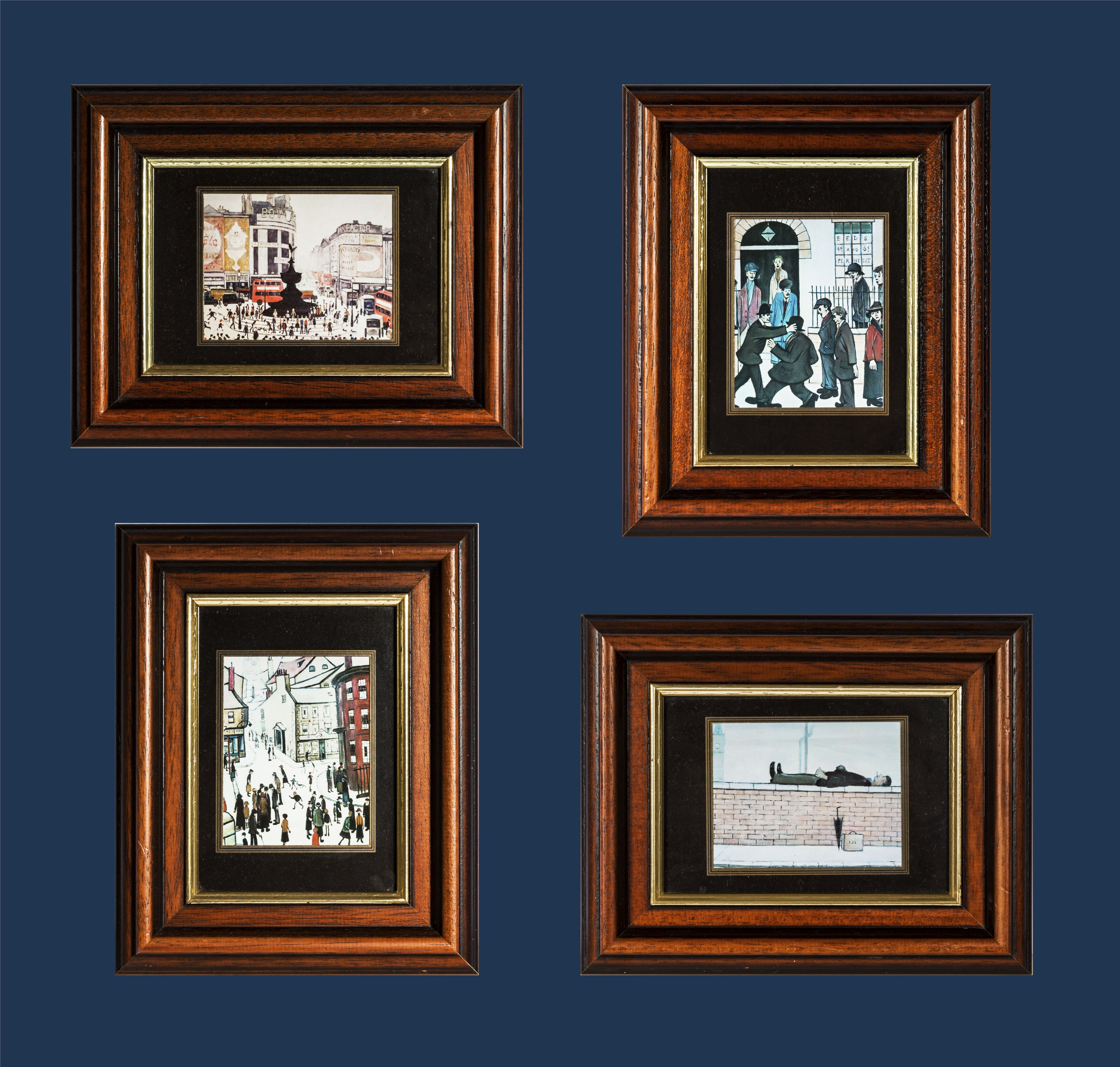 A set of four small L S Lowry prints