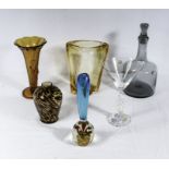 Six pieces of art glass