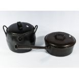 Early 20th century cast iron stew pot and saucepan