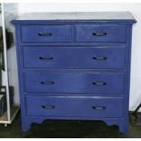 A painted pine chest of drawers two over three