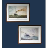 Two large limited edition prints depicting Titanic signed in pencil E D Walker