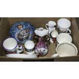 A box of assorted pottery and china