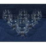 Six Wheatsheaf pattern brandy glasses