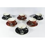 Six Crown Devon 'Fielding' cups and saucers