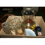 A box containing assorted glass ware