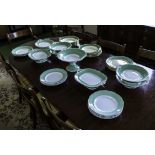 A green and white Pearl Ware part dinner service, together with Crown Devon plates