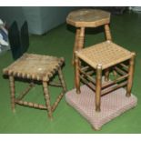 Three stools and a foot stool