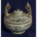 A Royal Worcester blush ivory twin handled pot pourri