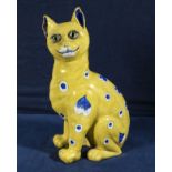 Galle Faience cat, circa 1880/90. Some chips to ears, signed on reverse G.I.R. 13inches (33cm) tall