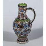 A Chinese Qing Amsterdam Bont Yuhuchunping porcelain jug/pitcher, baluster shaped and moulded